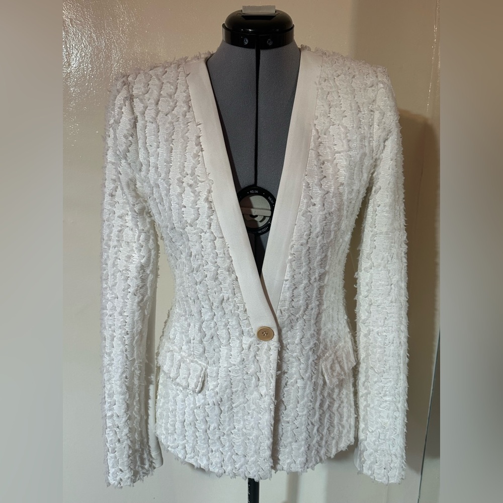 BCBGMAXAZRIA Textured White Blazer XS - Tailored Designer Jacket